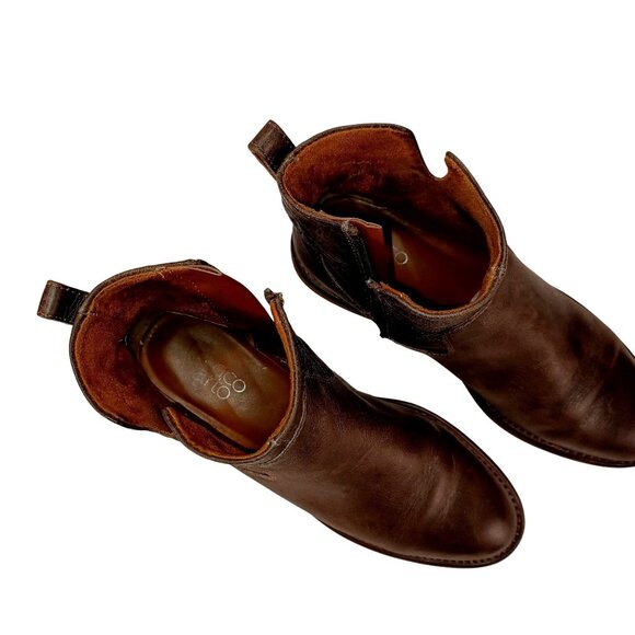 Franco Sarto Chelsea Boot Side Zip Taupe Block Flat Womens Leather Shoe Size 7.5 - Picture 5 of 11